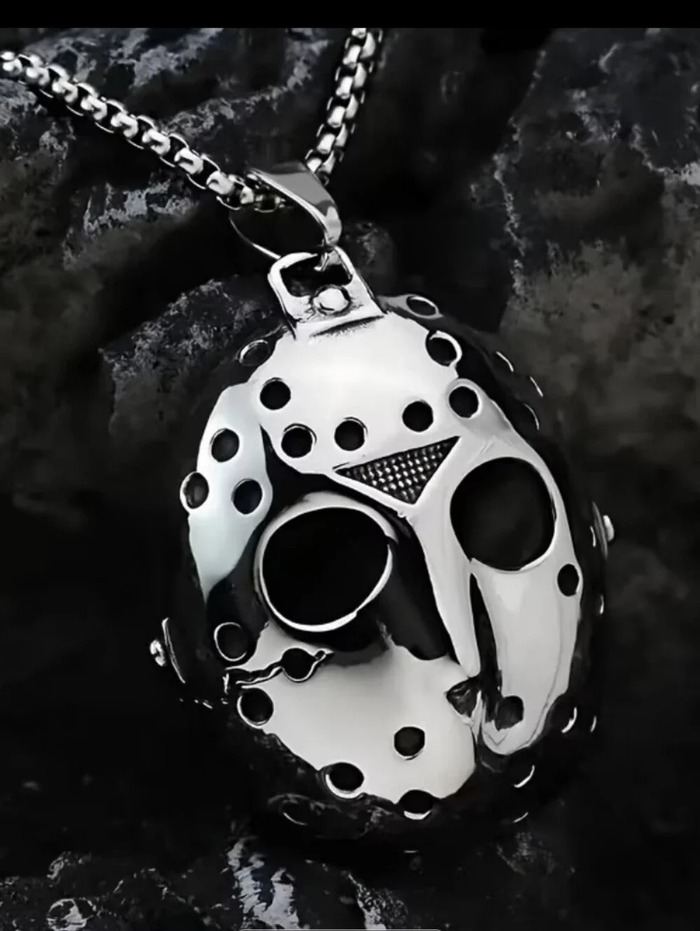 Friday the 13th Jason Pendant with Stainless Steel Necklace Silvertone